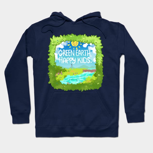 Green Earth Happy Kids Hoodie by Ashmish